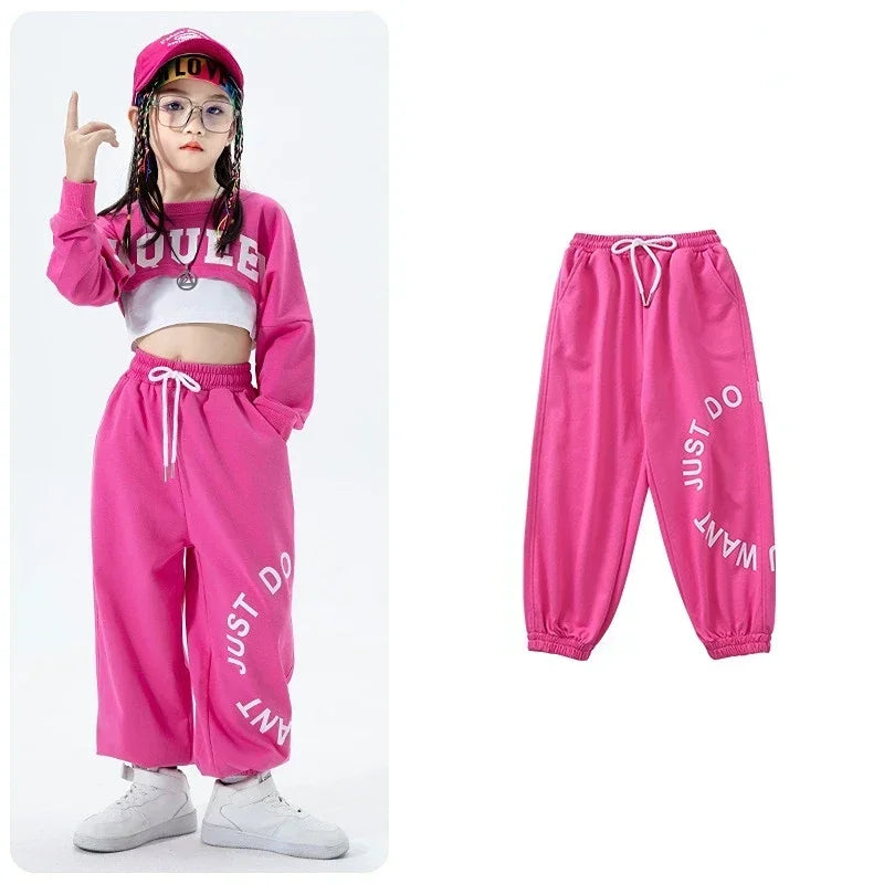 Girls Jazz Dance Performance Dress Girls Hip-hop Suit Cool Belly Button Exposed Clothing Children's Hip-hop Fashion Clothes
