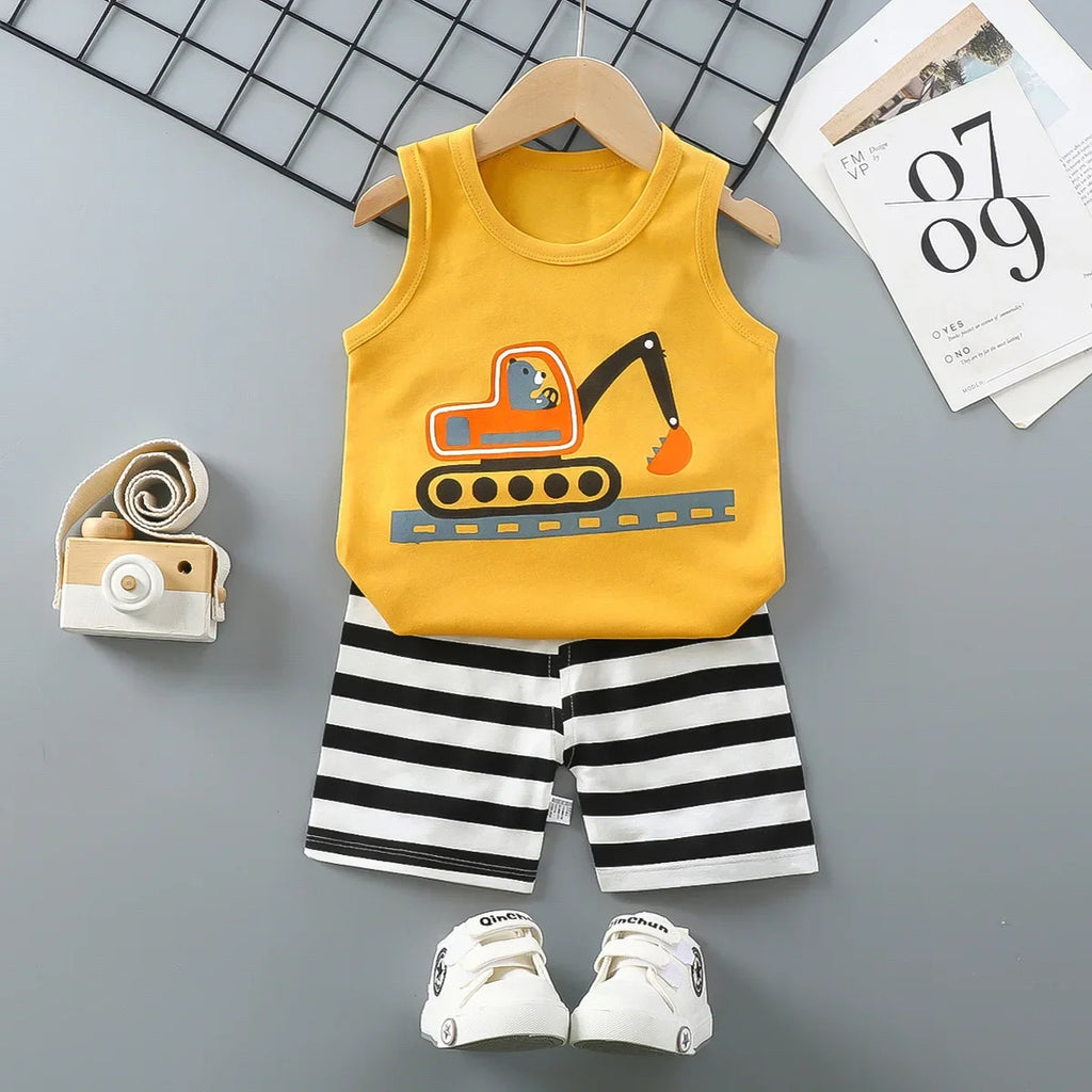 Summer Children Clothes Suit Kid T-shirt Baby Boy Girl Vest Clothing Set 2 Pieces Cotton Baby Shirt Shorts Baby Clothing Sets