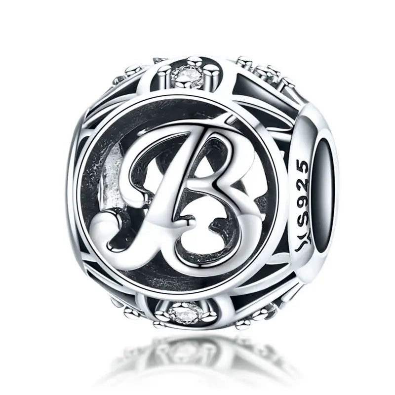 925 Sterling Silver Alphabet Charms A–Z – Letter Beads for DIY Bracelets