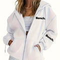 Women's Grey Zip-Up Hoodie – Y2K Casual Jacket with Pockets, Long Sleeve Sweatshirt