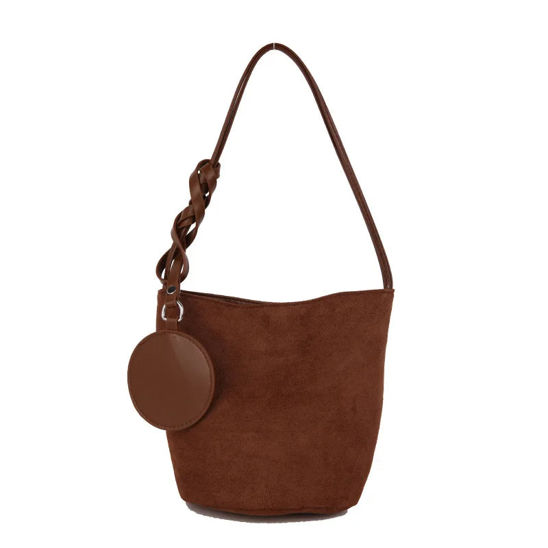 Women's Suede Bucket Bag – Large-Capacity Shoulder Tote for Everyday Use