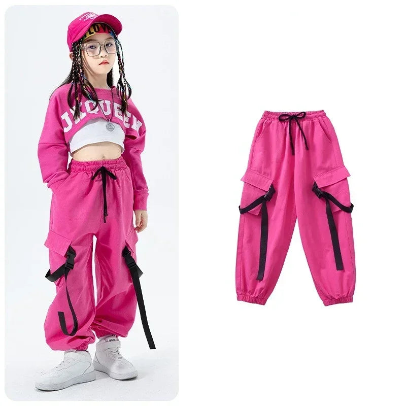 Girls Jazz Dance Performance Dress Girls Hip-hop Suit Cool Belly Button Exposed Clothing Children's Hip-hop Fashion Clothes