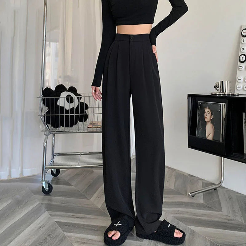 Women’s High-Waisted Straight-Leg Trousers – Casual Office Pants