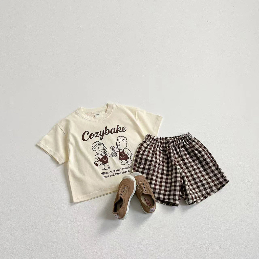 New Summer Clothing Short Sleeve Suit Print Cartoon T-shirt + Shorts Kids Two Piece Set Children's Clothes Casual Tracksuit
