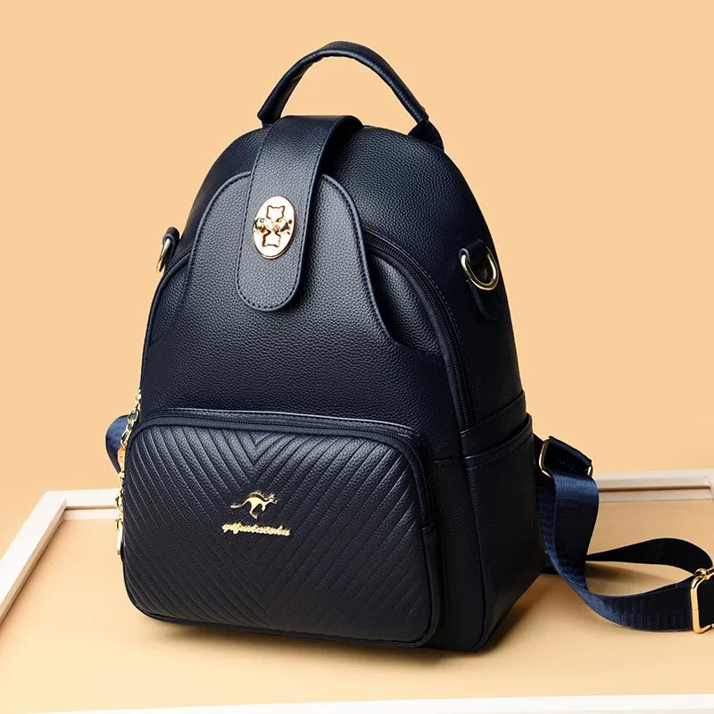 Women's Soft Leather Backpack – Elegant Luxury-Style Shoulder Bag