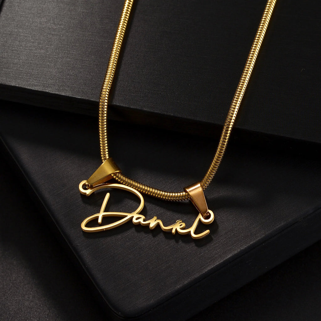 Personalized Name Necklace – Stainless Steel Beaded Snake Chain for Men & Women