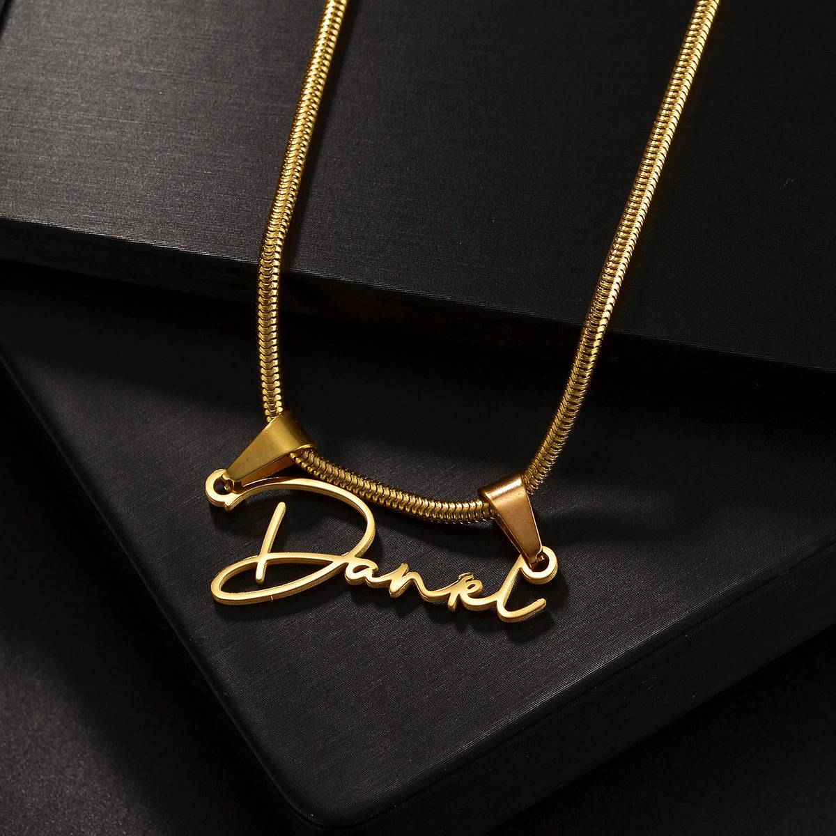 Personalized Name Necklace – Stainless Steel Beaded Snake Chain for Men & Women