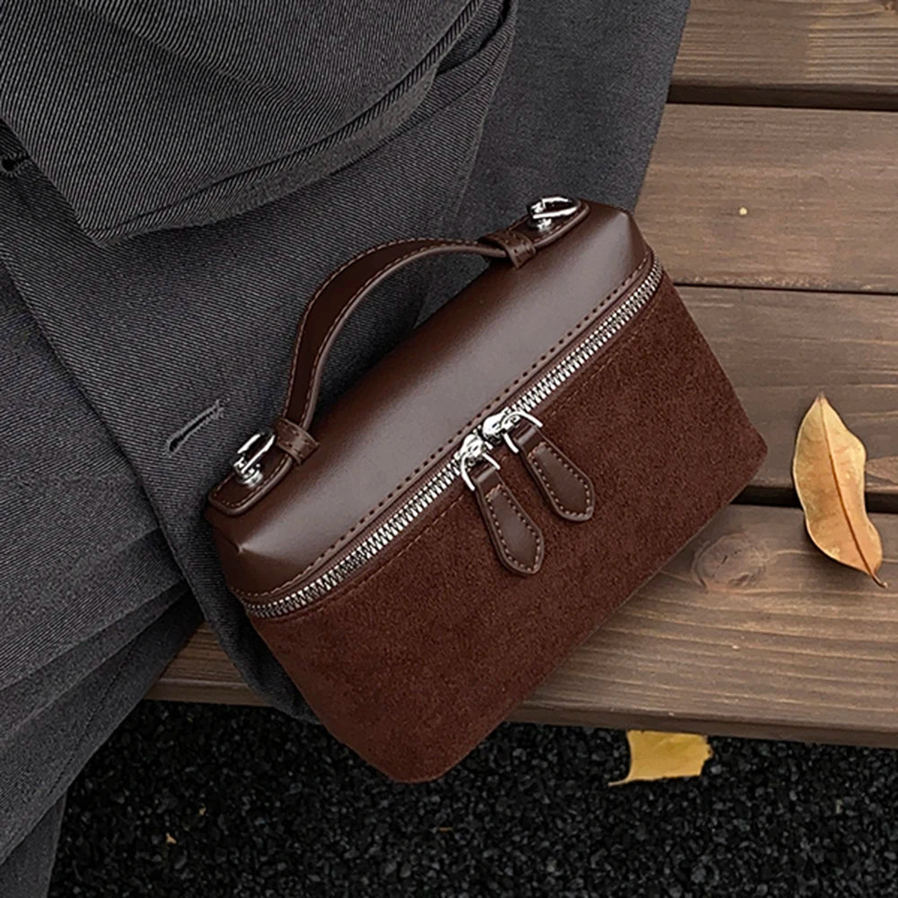 Women's Vintage Suede Patchwork Handbag – Large-Capacity Crossbody Shoulder Bag