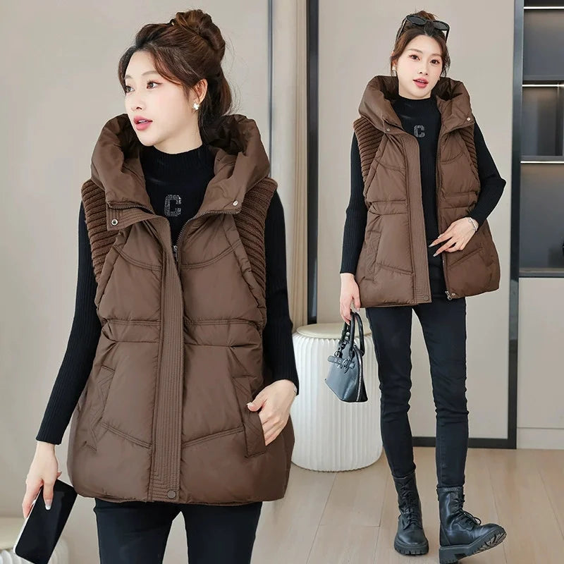 Women’s Hooded Puffer Vest – Warm Sleeveless Padded Jacket