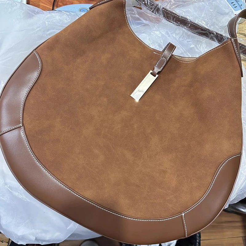 Women's Vintage Suede Tote Bag – Luxury Large-Capacity Shoulder Handbag