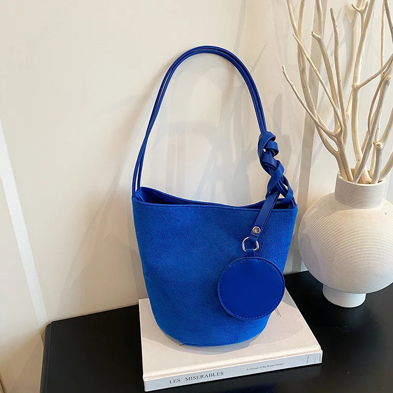 Women's Suede Bucket Bag – Large-Capacity Shoulder Tote for Everyday Use