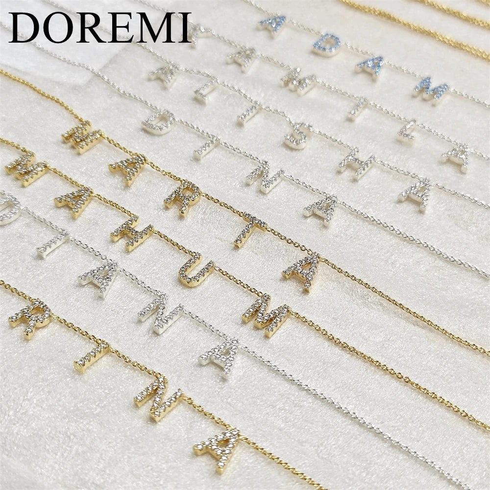 Personalized Name Necklace with Crystal Letter & Birthstone Charms