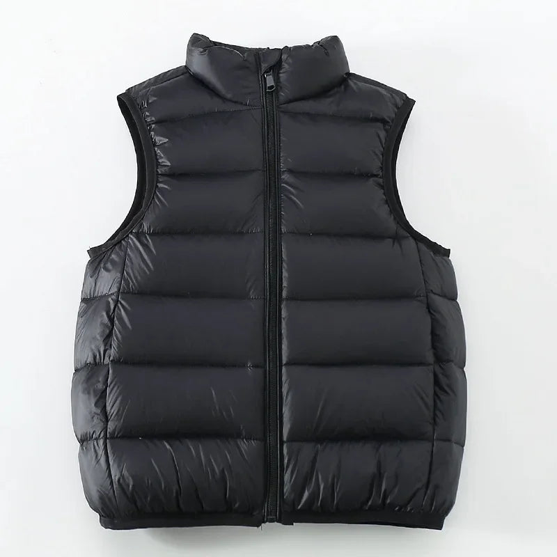 Boys and Girls Top Winter Childrens Clothing Light and Thin Childrens Shoulder Stand Up Collar Solid Color Warm Down Jacket Vest
