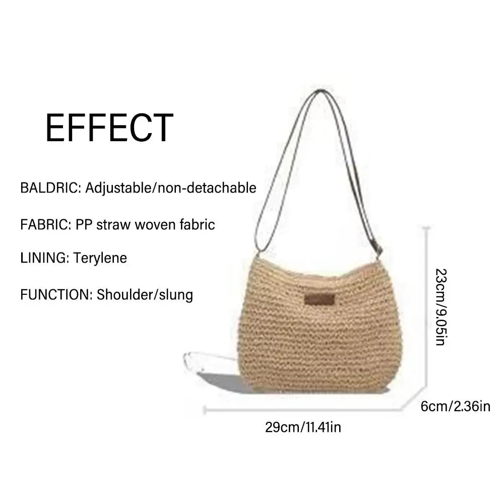 Large Capacity Straw Knitted Purses and Handbags Women Shoulder Bags Straw Woven Side Bag for Ladies Woman Handbag Beach Bag