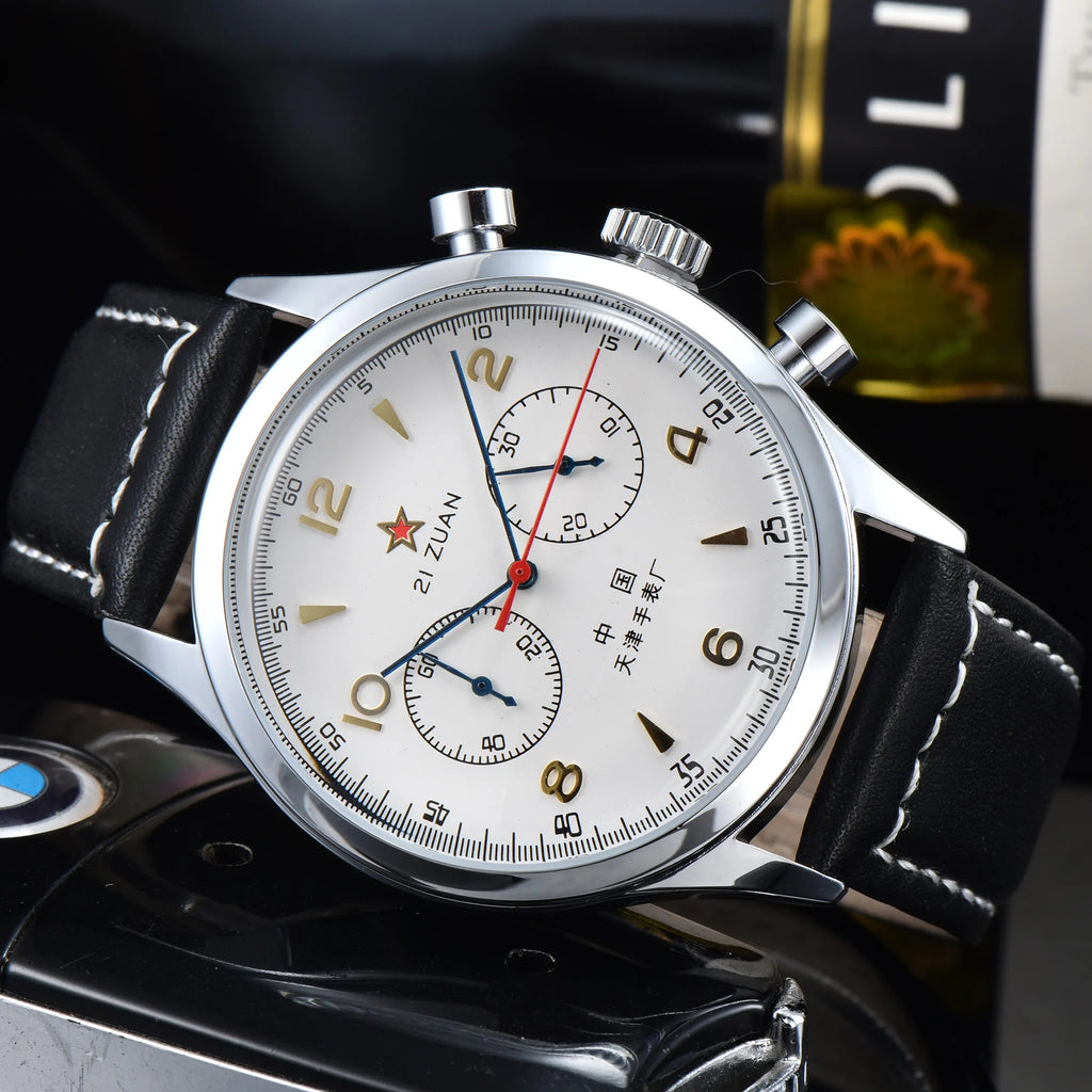 Montres Pour Hommes 1963 Pilote Montre Automatique 42mm Étanche Rétro Quartz Chronographe Montre Habillée Vintage