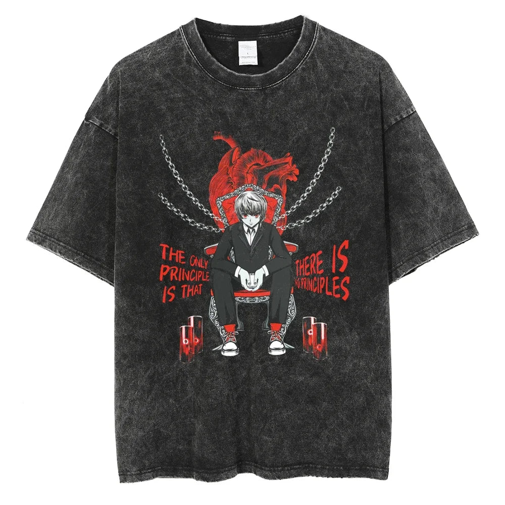 Hunter x Hunter Kurapika Graphic T-Shirt – Unisex Washed Cotton Short Sleeve Streetwear Tee