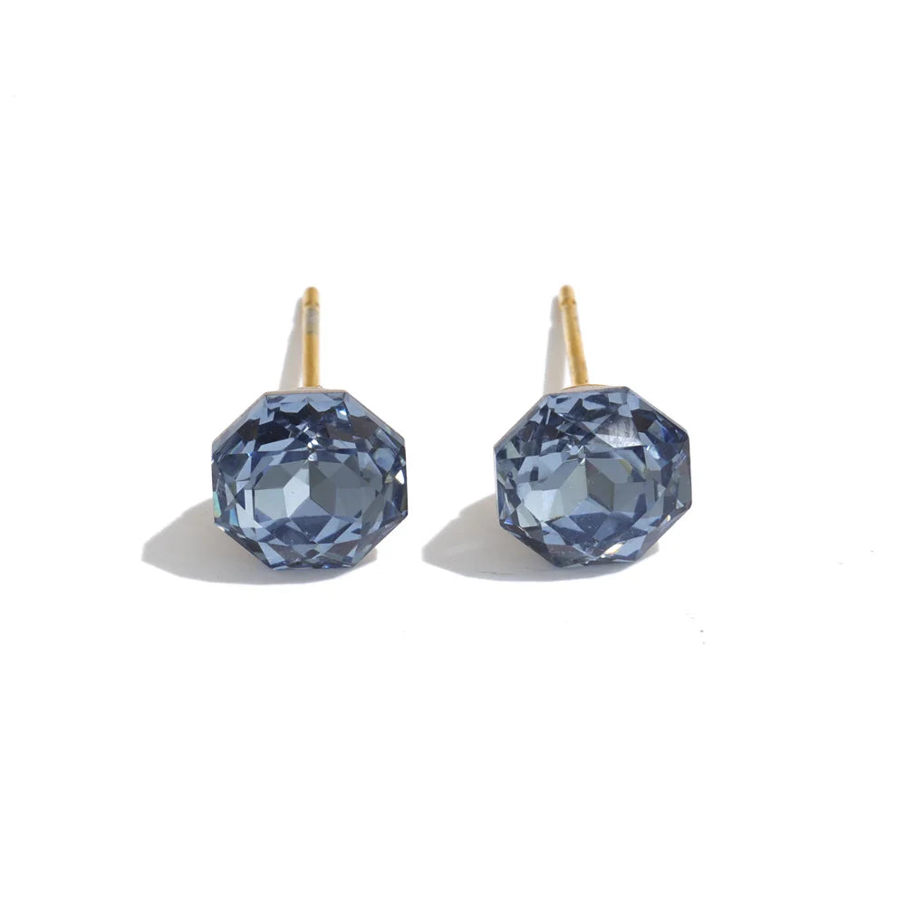 Yhpup Multicolor Crystal Stud Earrings – Round Shiny Earrings for Women