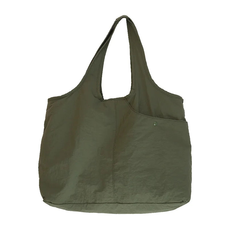 2026 SS K-Fashion Premium Solid Canvas Tote Large Capacity Shoulder Crossbody Work Commuter Handbag Women