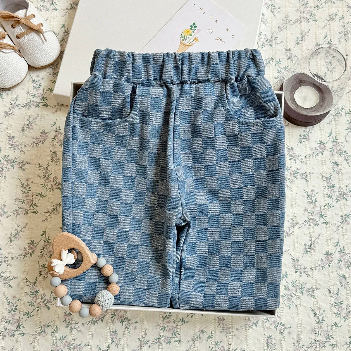 Spring Autumn New Children Loose Casual Pants Fashion Girls Boys Pants Korean Children's Clothing Baby Fashion Grid Pants 0-3Y