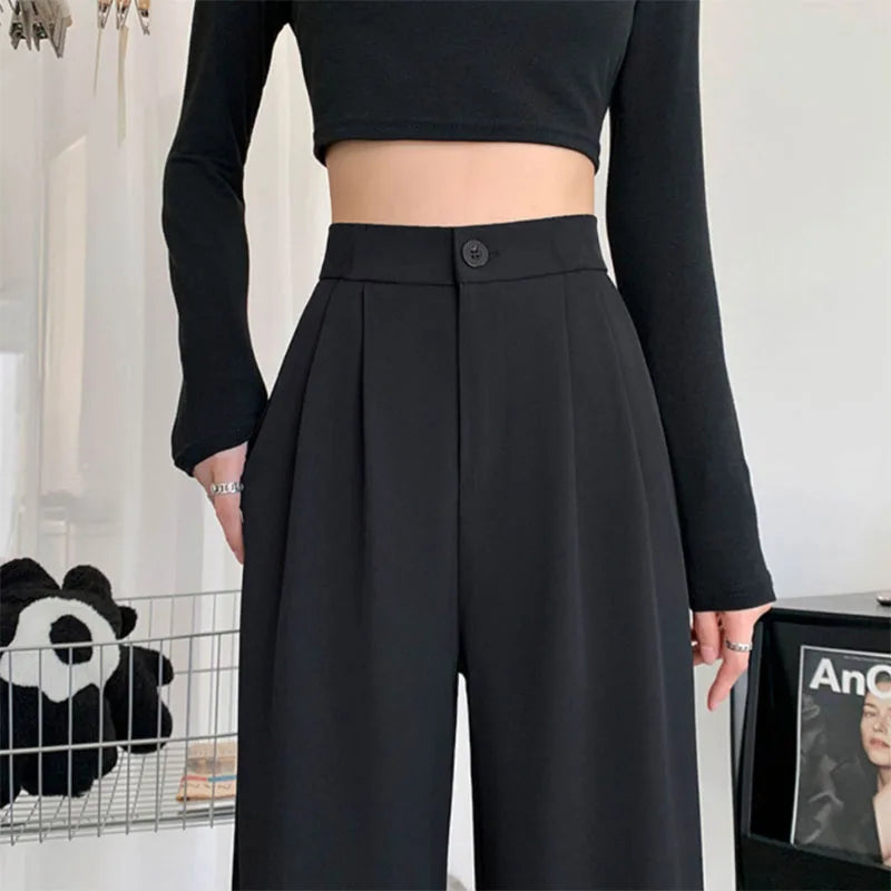 Women’s High-Waisted Straight-Leg Trousers – Casual Office Pants