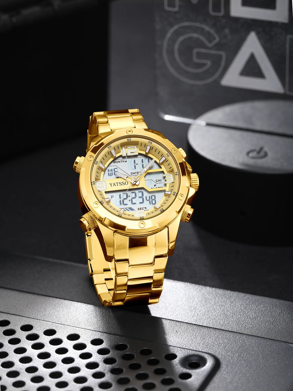 Relógio Masculino Híbrido Watch | 5ATM Waterproof Steel Band Dual Movement Luminous Hands Alloy Case