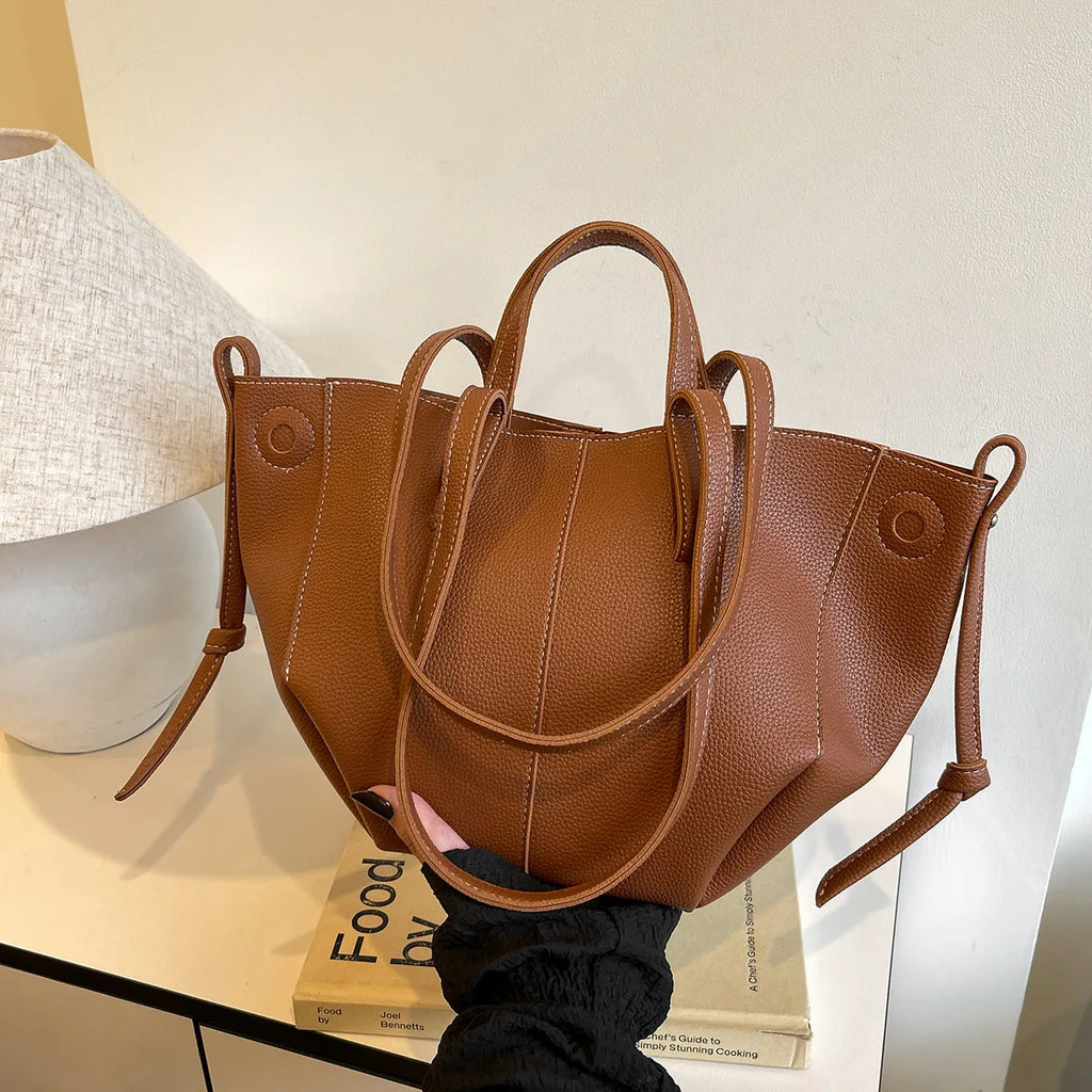 Women Leather Large Capacity Tote Bag Luxury Waterproof Handbag Commuting Shopping Travel Shoulder Backpack Fashion Bag