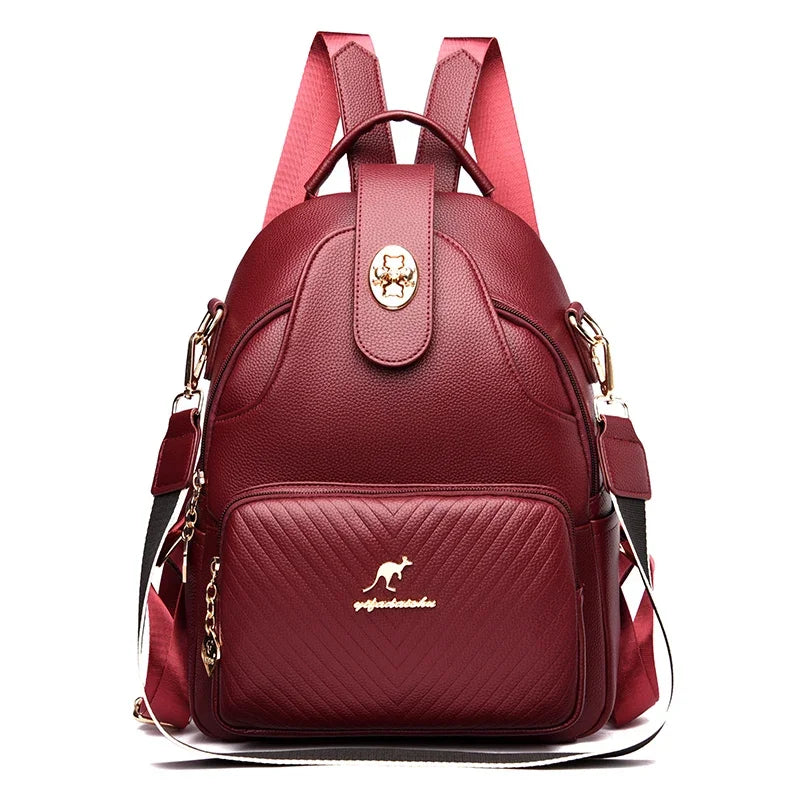 Women's Soft Leather Backpack – Elegant Luxury-Style Shoulder Bag