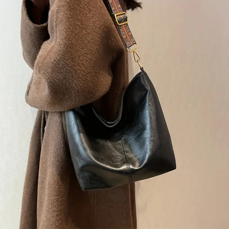 Women's Solid Color Tote Bag – Casual Zipper Shoulder Bag for Everyday Use