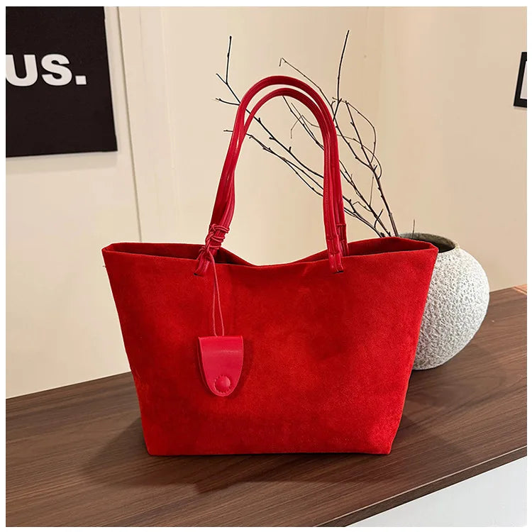 Women's Soft Suede Tote Bag – Large-Capacity Vintage Slouchy Shoulder Bag