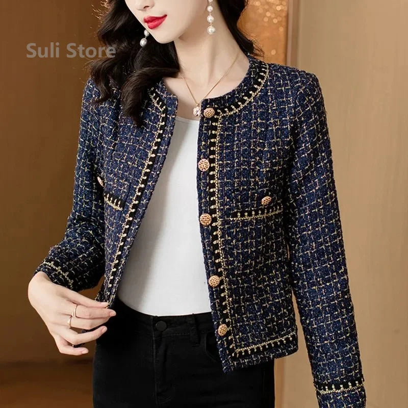 Women, Fashionable Long Sleeved Small Fragrant Style Jacket  Autumn Winter Female New Niche Lace Top, Slimming Short Jacket
