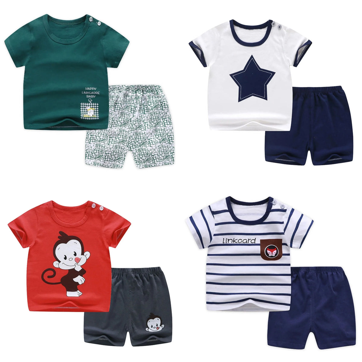 Baby Boy Summer Outfit Set – Short-Sleeve T-Shirt & Matching Shorts