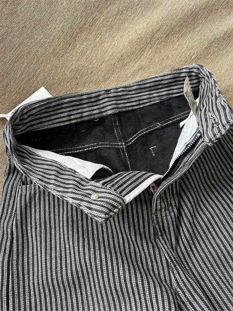Winter Women's Korean Designer Striped Velvet Denim Pants Y2K 2000s Warm Vintage Baggy Jean Japanese Harajuku Jeans New In