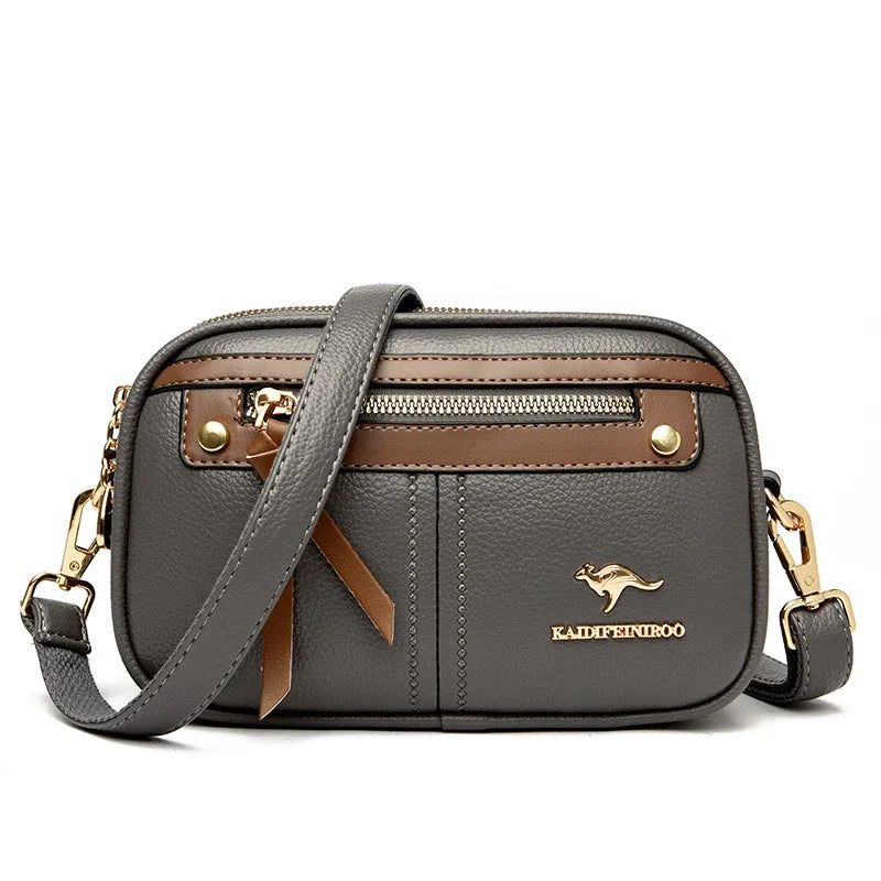 Women's Luxury Leather Shoulder Bag – Three-Layer Designer Handbag