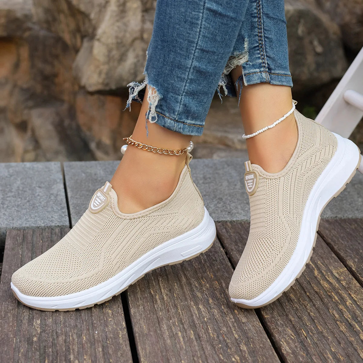 Women's Sneaker Slip On Women Sneakers Breather White Shoes Women Casual Sneaker Sports Shoes Comfortable Vulcanize Shoes Female