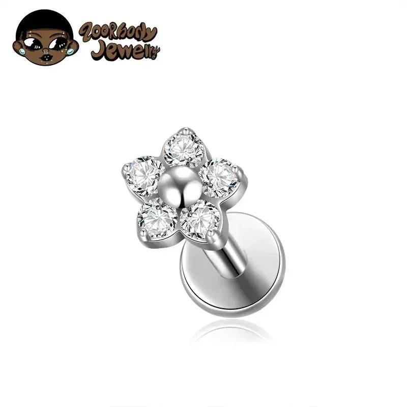 G23 Titanium Colorful Flower Piercing – CZ Heart & Snowflake Cartilage Jewelry