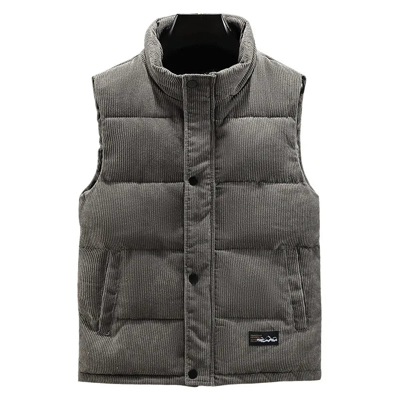 Men's Corduroy Padded Vest – Thick Casual Sleeveless Jacket for Autumn and Winter