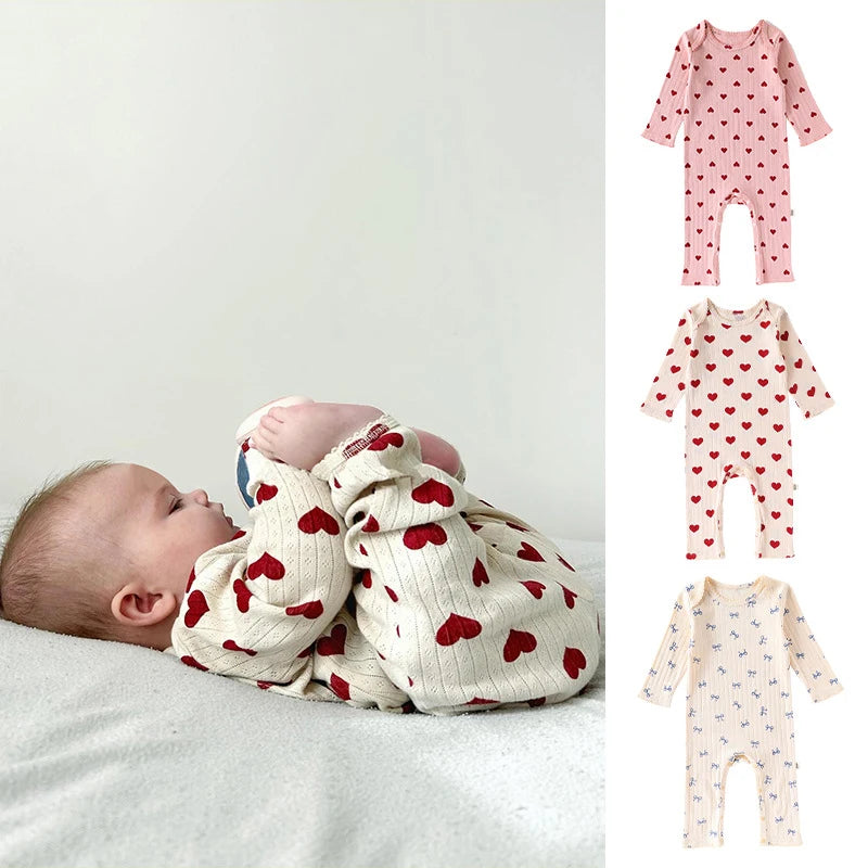 2025 New Autumn 0-24M Baby Girl Clothing Infant Baby Girls Jumpsuit Long Sleeved Cotton Print Toddler Baby Girl Romper