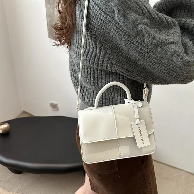 Women's PU Leather Tote Bag – Retro Plaid Patchwork Shoulder and Crossbody Handbag