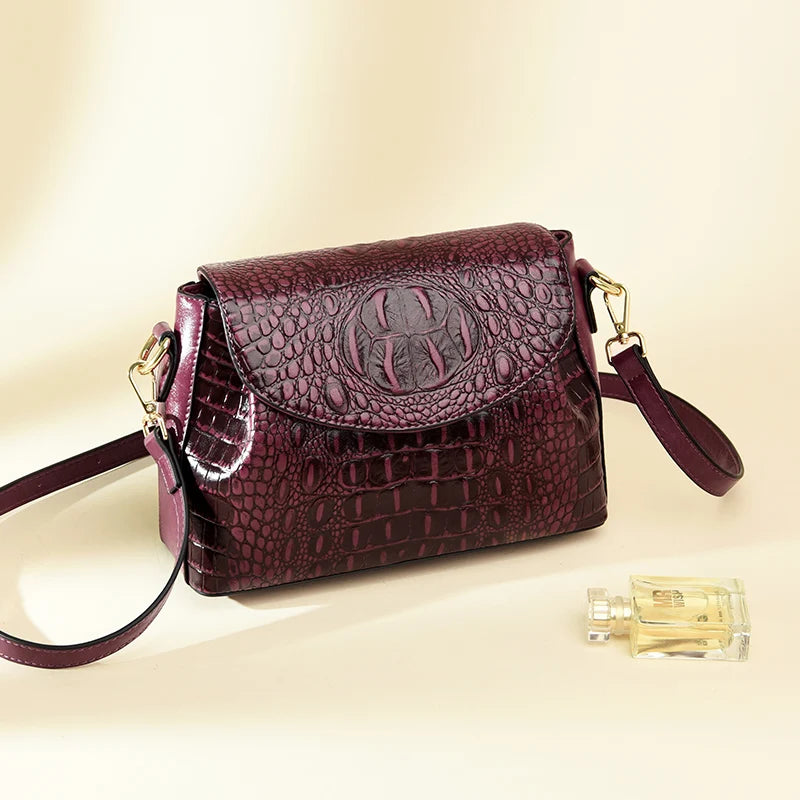 Women's Crocodile-Pattern Shoulder Bag – Luxury-Style Leather Crossbody Handbag
