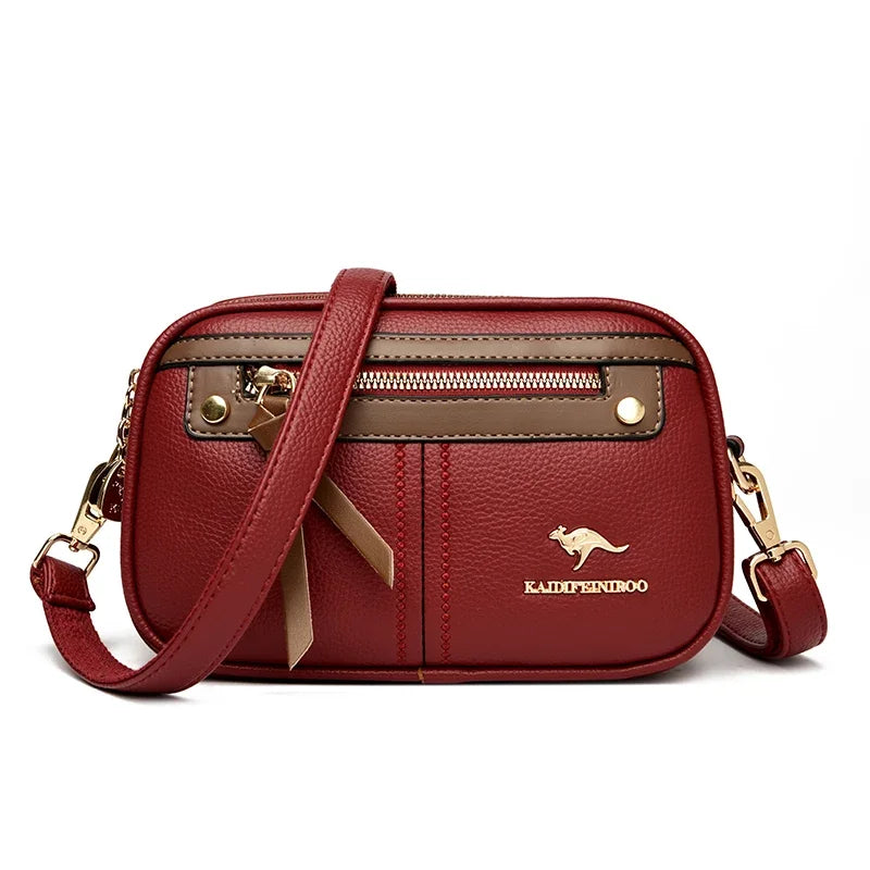 Women's Luxury Leather Shoulder Bag – Three-Layer Designer Handbag