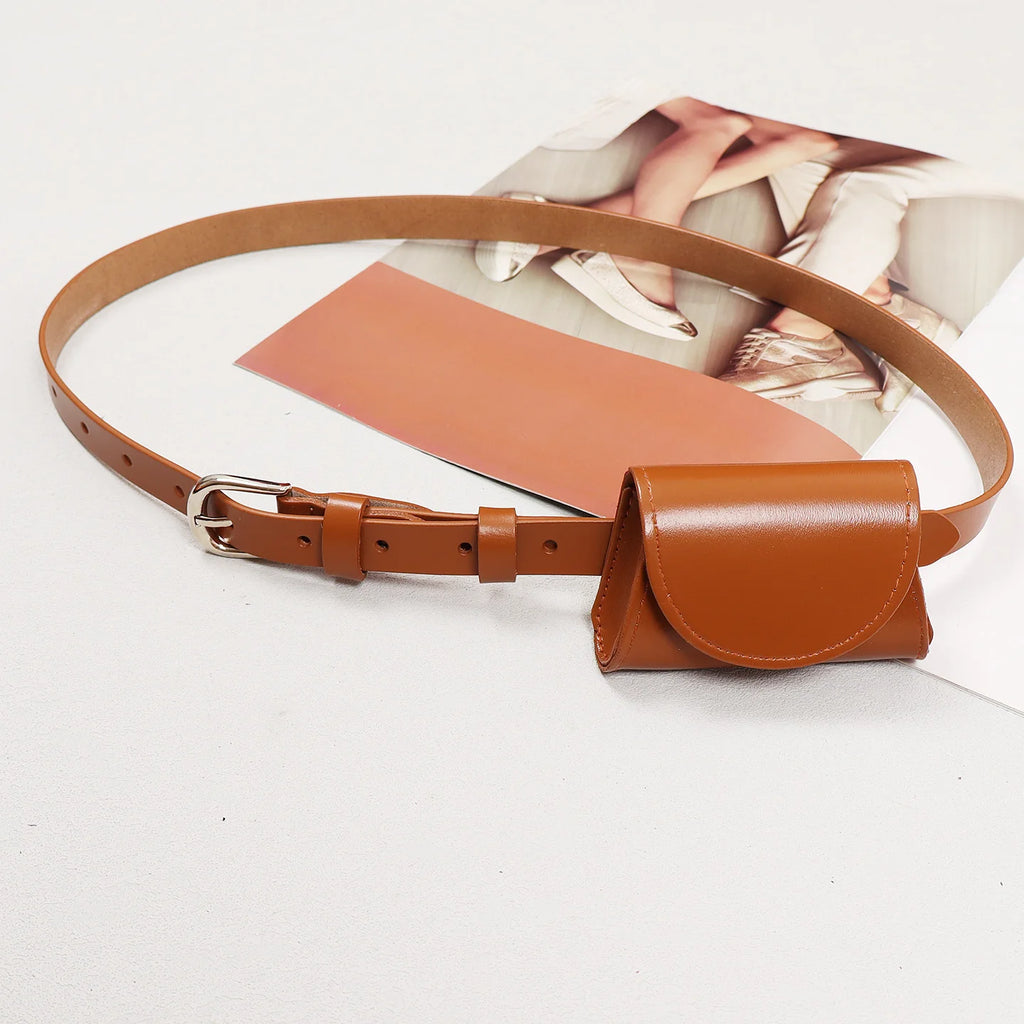 Mini Flap Waist Packs for WOmen Real Cow Leather Waist Belts with Lipstick Keys Purse Bag Cute Cowskin Fanny Pack Sac Femme
