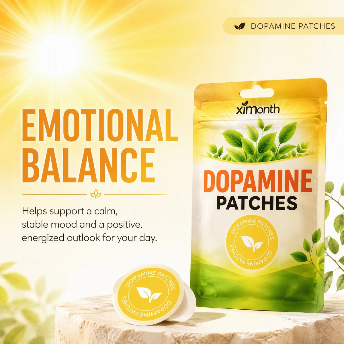 Dopamine Patches Mild Convenient Boosts Positive Mood Mental Clarity Long Lasting Daily Work Study Use