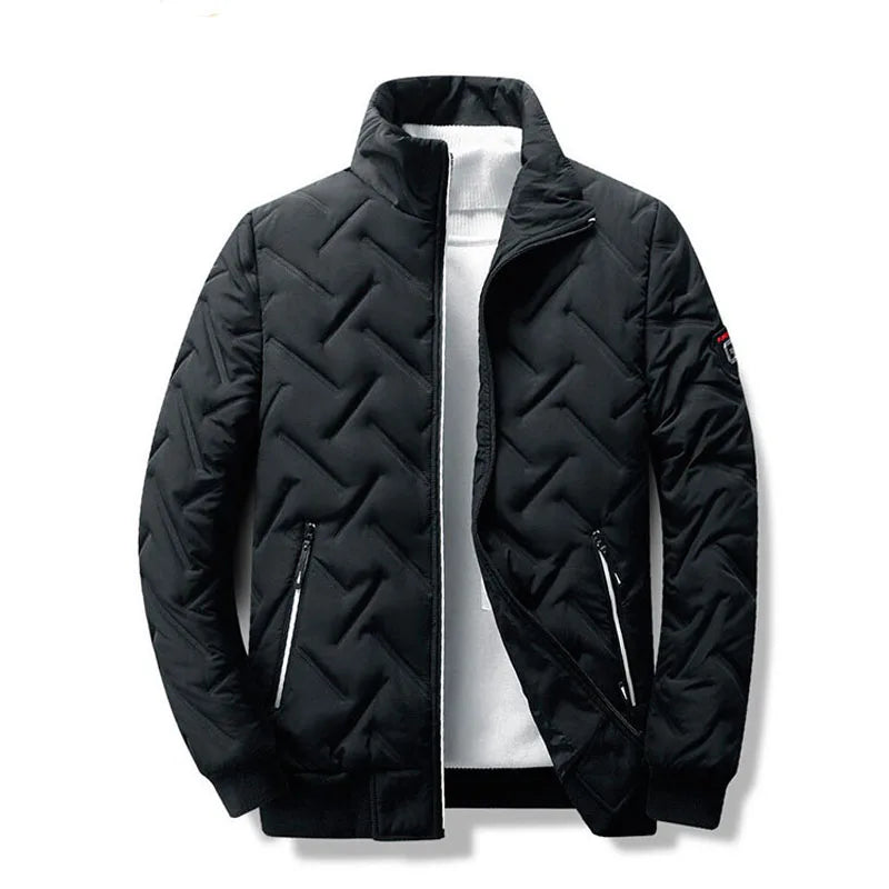 Men's Quilted Stand-Collar Jacket – Lightweight Casual Winter Parka, Business Style