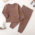 Spring & Autumn Baby Underwear Set Cute Bear Print Toddler Clothing Cotton High Waist Belly Protection Baby Long Sleeve Pajamas