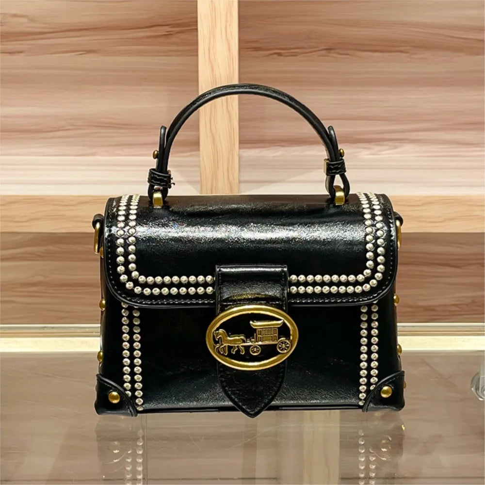 Women's handbag 2025 new autumn and winter high-end retro wide shoulder strap fashionable single shoulder crossbody bag
