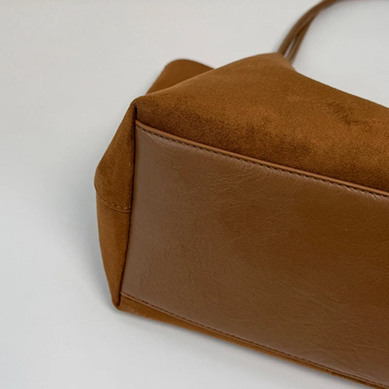 Women's Autumn New Suede Commuter Versatile Large Capacity Tote Bag Casual Simple Shoulder Bag Fashion Commuter Crossbody Bag