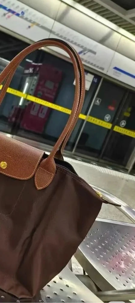 Women's Foldable Vintage Tote Bag – Large-Capacity Shoulder Bag for Work and Travel