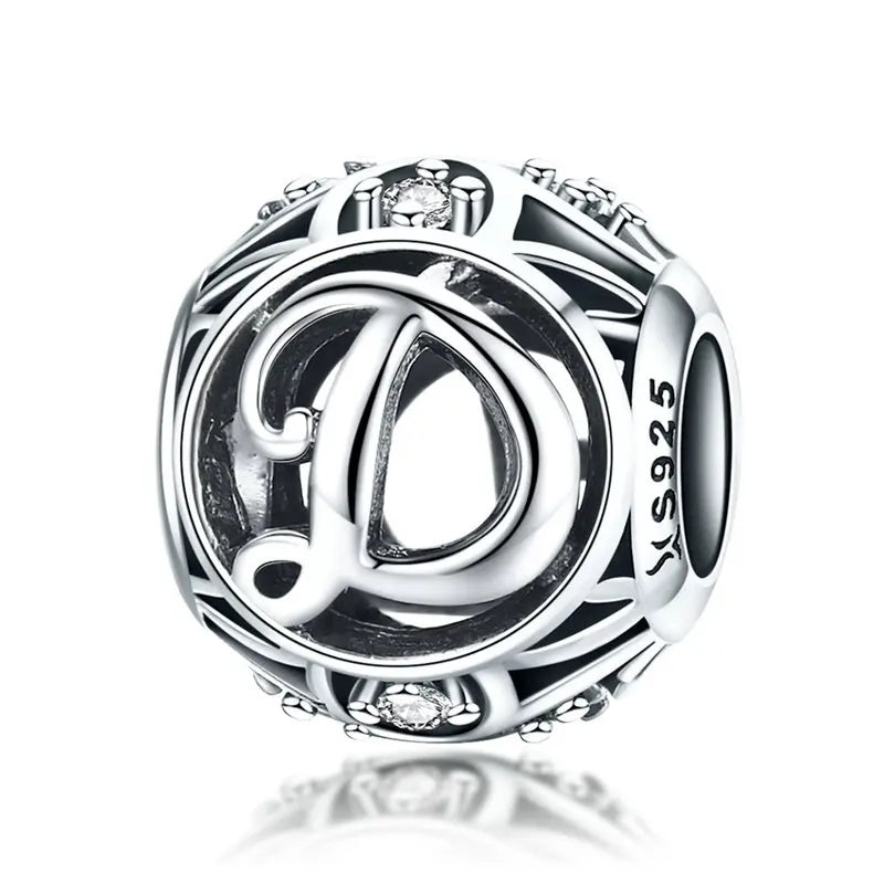 925 Sterling Silver Alphabet Charms A–Z – Letter Beads for DIY Bracelets