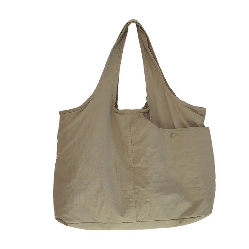 2026 SS K-Fashion Premium Solid Canvas Tote Large Capacity Shoulder Crossbody Work Commuter Handbag Women