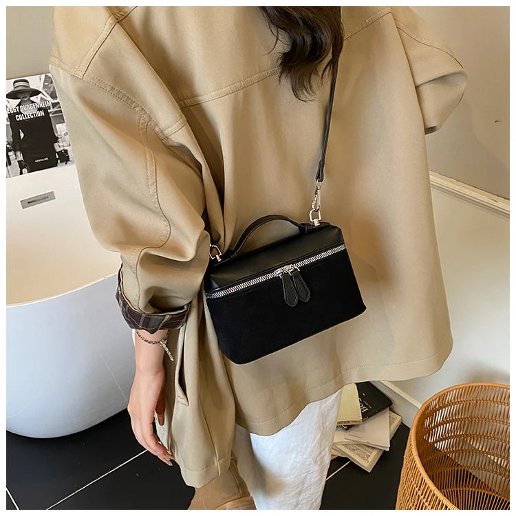 Women's Vintage Suede Patchwork Handbag – Large-Capacity Crossbody Shoulder Bag